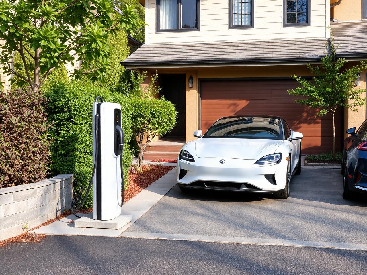 Driveway with EV charger — Leslieville